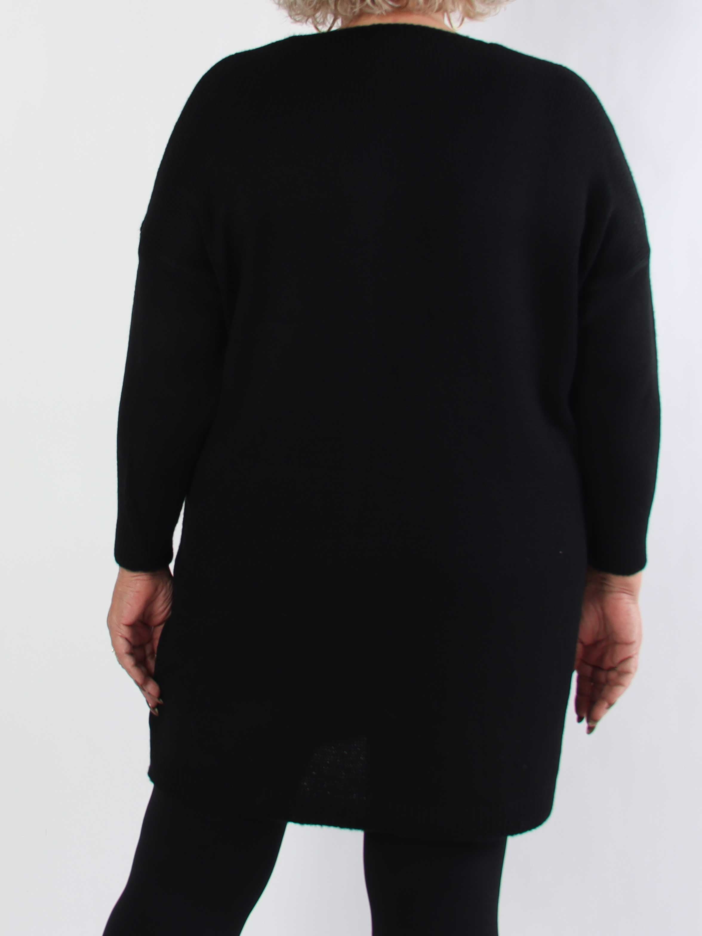 Berra - Plus size strikkjole med bånd og sløjfe